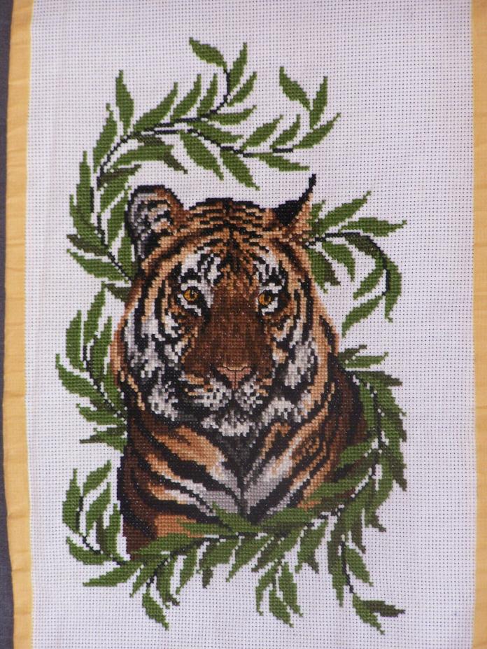 Vintage Needlepoint Cross Stitch Bengal Tiger