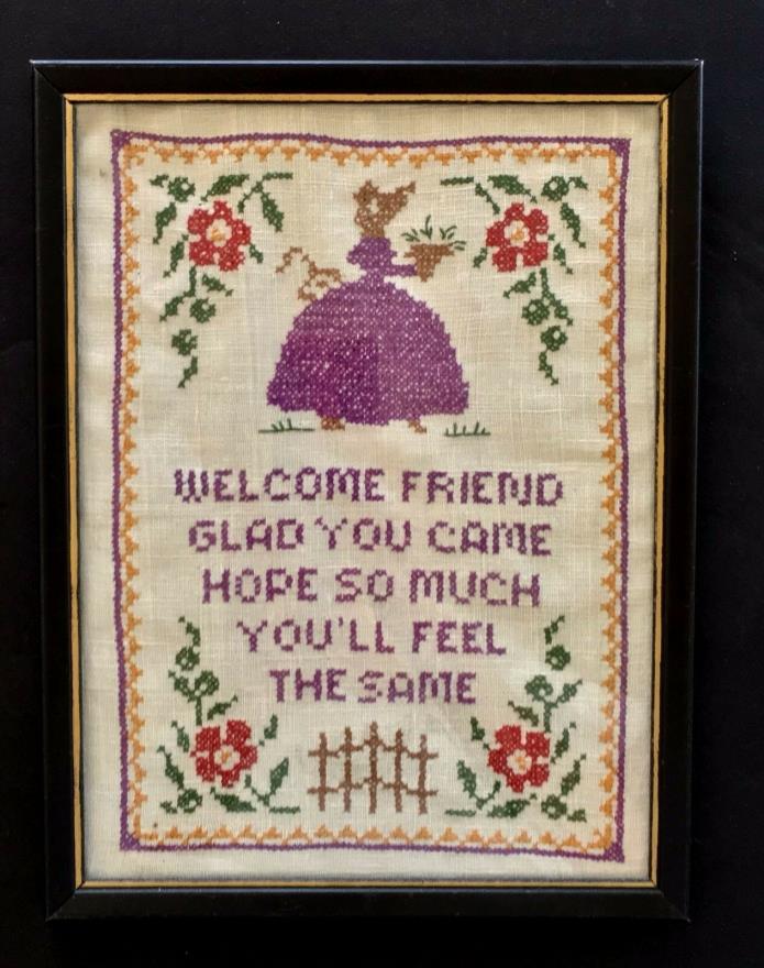 Amish Sampler Cross Stitch Embroidery Needlepoint Shipshewana Indiana Gift Vtg