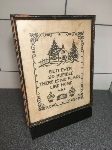 Antique Sampler Cross-stitch “Be It Ever So Humble There Is No Place Like Home”