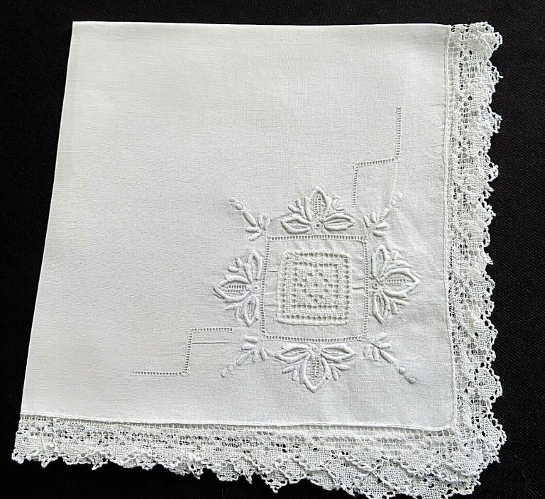 Nine (9) Antique Vintage Napkins embroidery lace edging table linens bridal gift