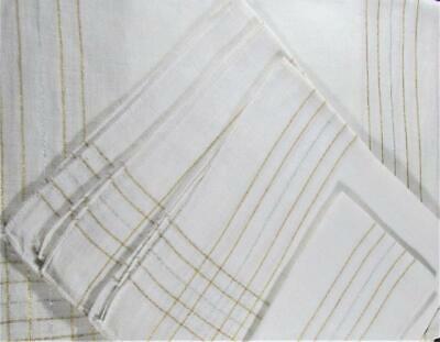 Lovely Vintage Set of 4 Placemats with Matching Napkins Cream with Gold & Silver
