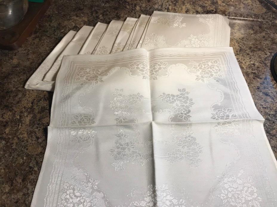 Lot of 8 Elegant White Linen Napkins