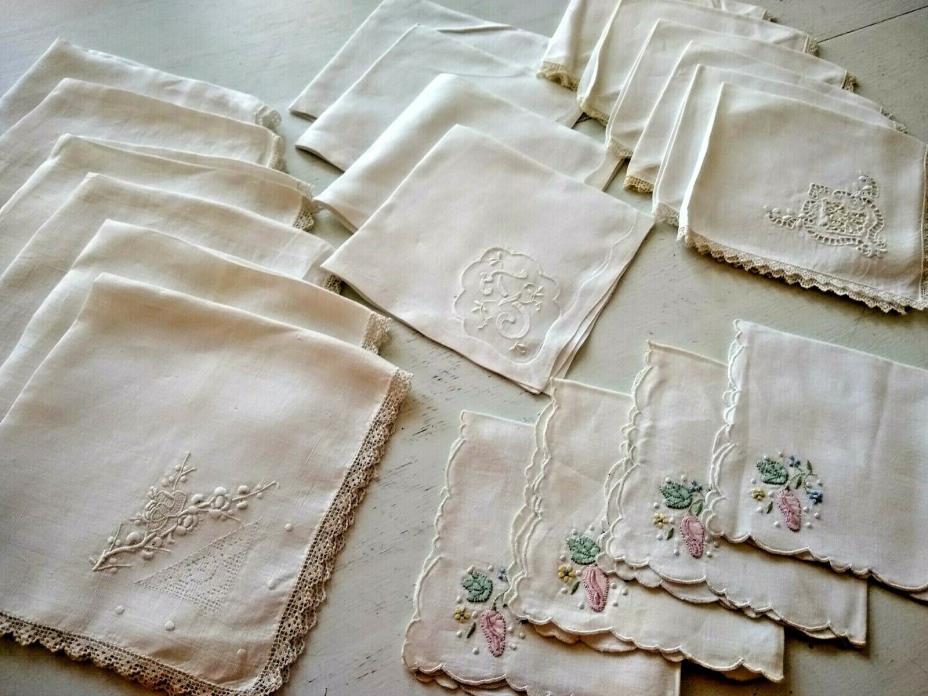 20 Vintage Linen Napkins Lot