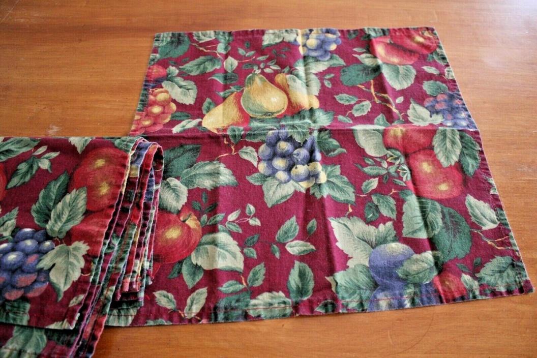 Burgundy or Maroon With Fruit Grapes 16 Inch Dinner Napkins Set of Six