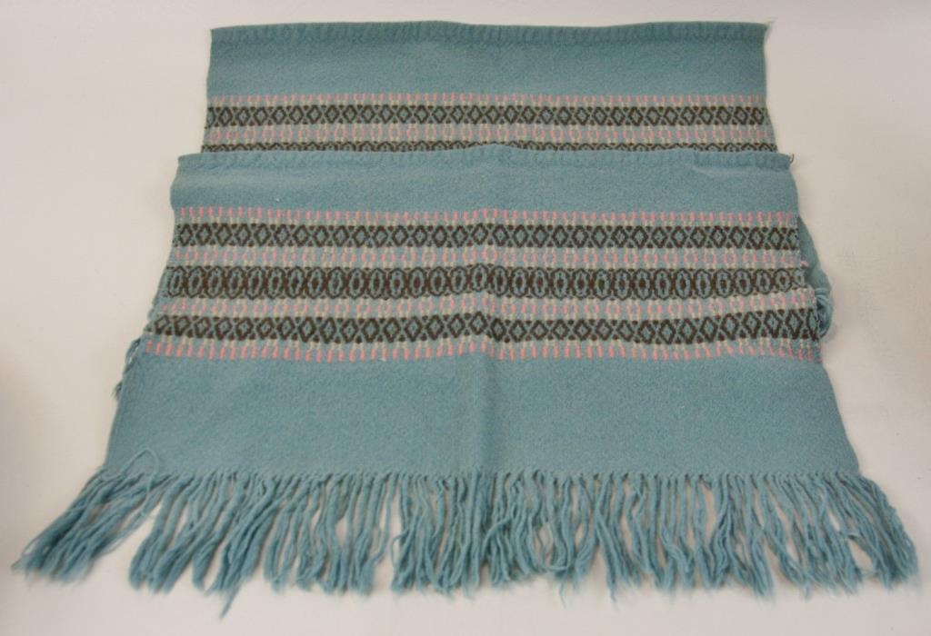 Handwoven Set of Two Wool Napkins by Jubilee Guilds of Newfoundland Blue Pink Br