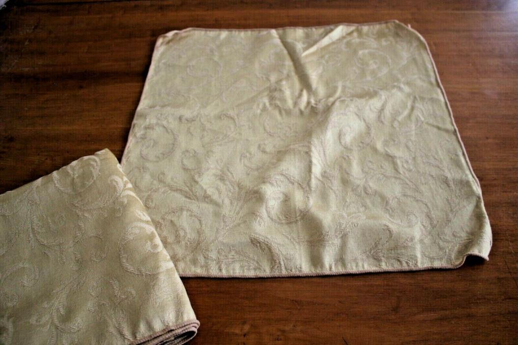 Vintage Buttery Gold Woven Cotton Rayon Damask 16 Inch Dinner Napkins Set of 8
