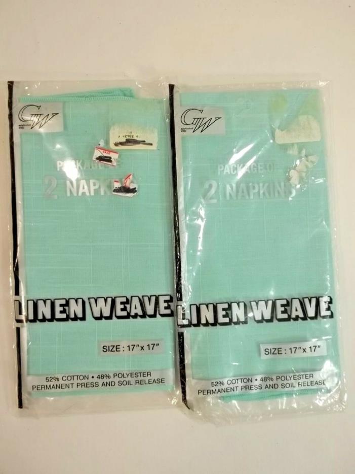 Vintage Linen Weave Napkins Light Blue 17 x 17 2 Packs of 2 Permanent Press