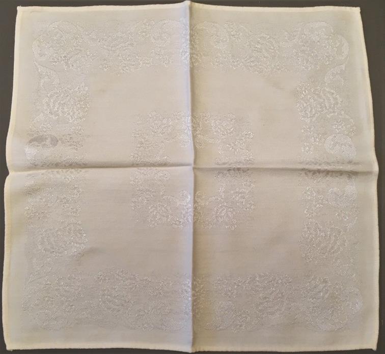 Vintage Lot of 12 Irish Damask Textile Table Linens Napkins, Ivory, 15