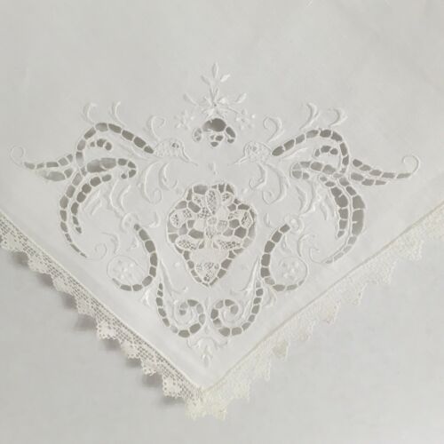 vintage embroidered napkins Lot Of 12 Set Cream Ivory Handmade Intricate square