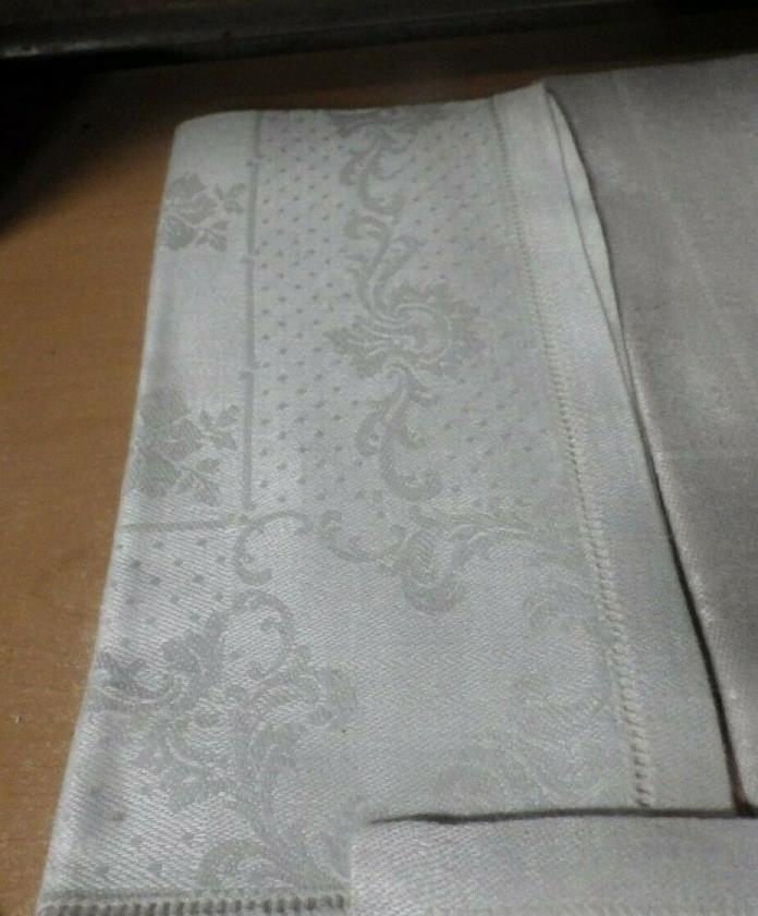 ANTIQUE LOT OF 6 LILLY OF THE VALLEY LINEN NAPKINS HEAVY MEASURE 17X17