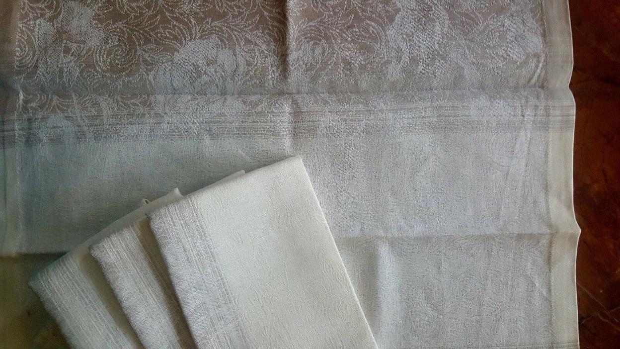Williams Sonoma Ombre Floral Jacquard Table Napkins Natural NWT Set of 4
