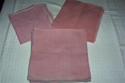 Lot Vintage Cotton Linen Table Napkins 3 Styles Mauve Use Craft Sew Tableware