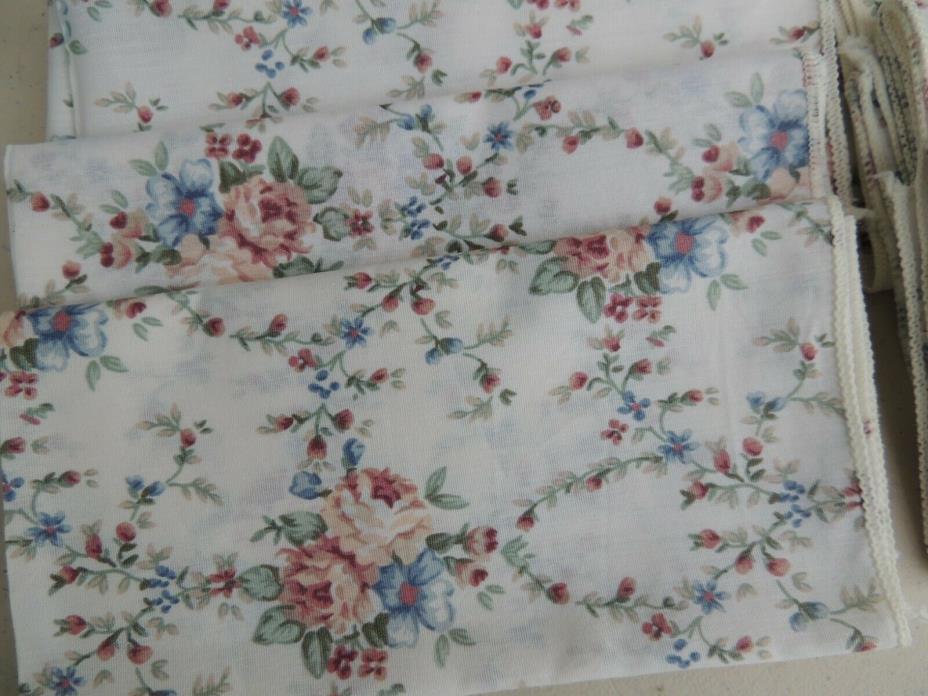 8x Vintage Floral Napkins Bouquet 17x16.5 Shabby Cottage Chic French Country