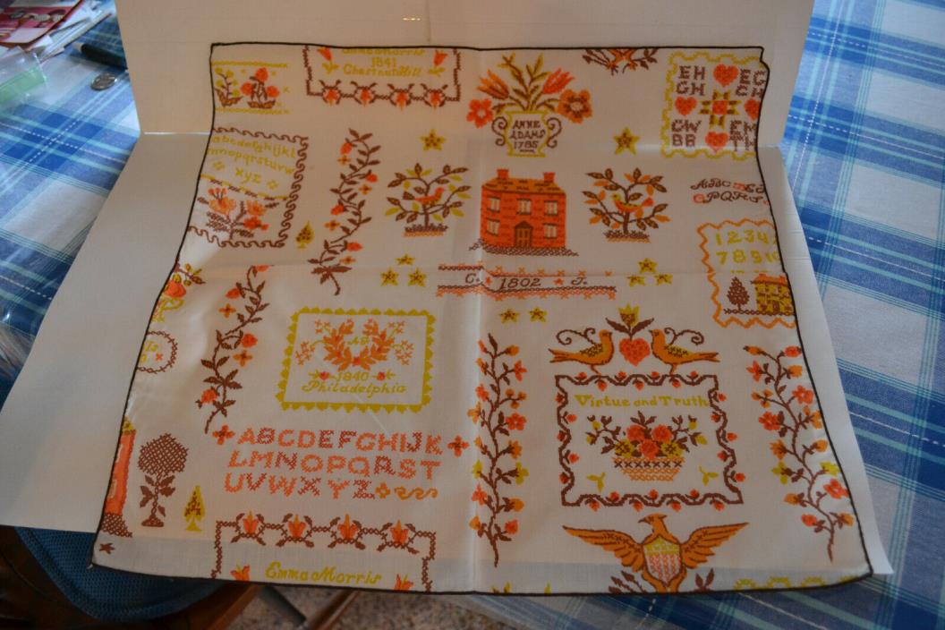 Vintage Americana theme napkins 17x17 inches orange brown gold color