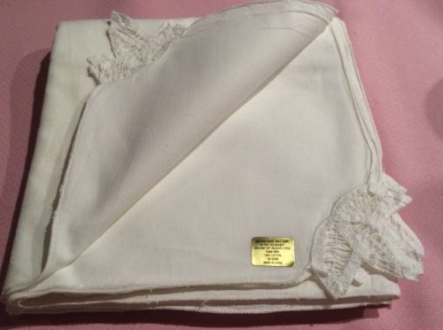 Estate 100 % Cotton 8 White Dinner Napkin Set White Embroidery new condition*