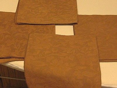 Set 4 Vintage Cotton Brown Woven Floral Damask Like Luncheon Napkins