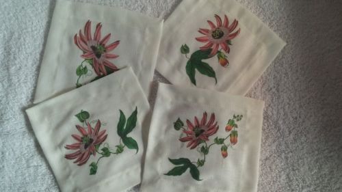 Crabtree & Evelyn 100% Linen Floral Coasters Wildflowers Napkins Set of 4