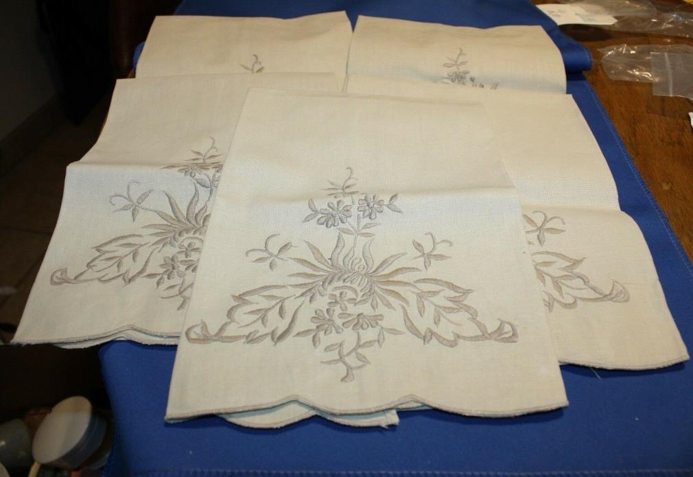 Beige Linen Cloth Embroidered Napkins