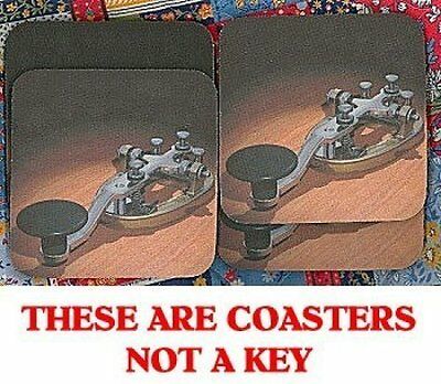 BRASS MORSE CODE KEY Rubber Backed Coasters #0421