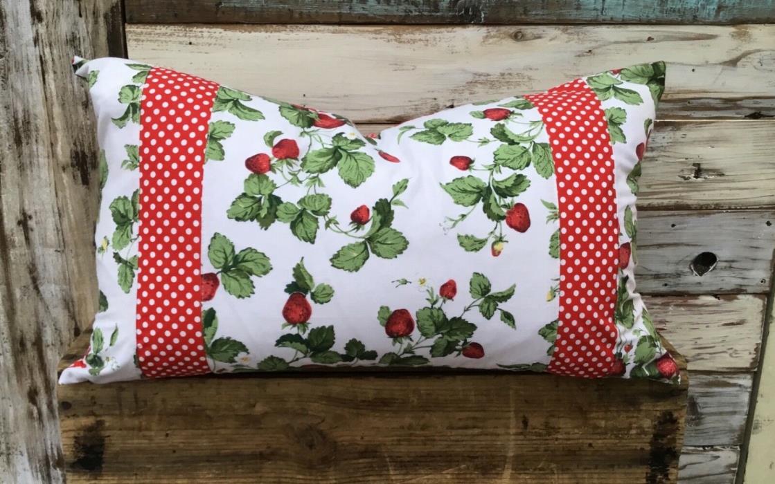 Vintage strawberry  tablecloth pillow cover
