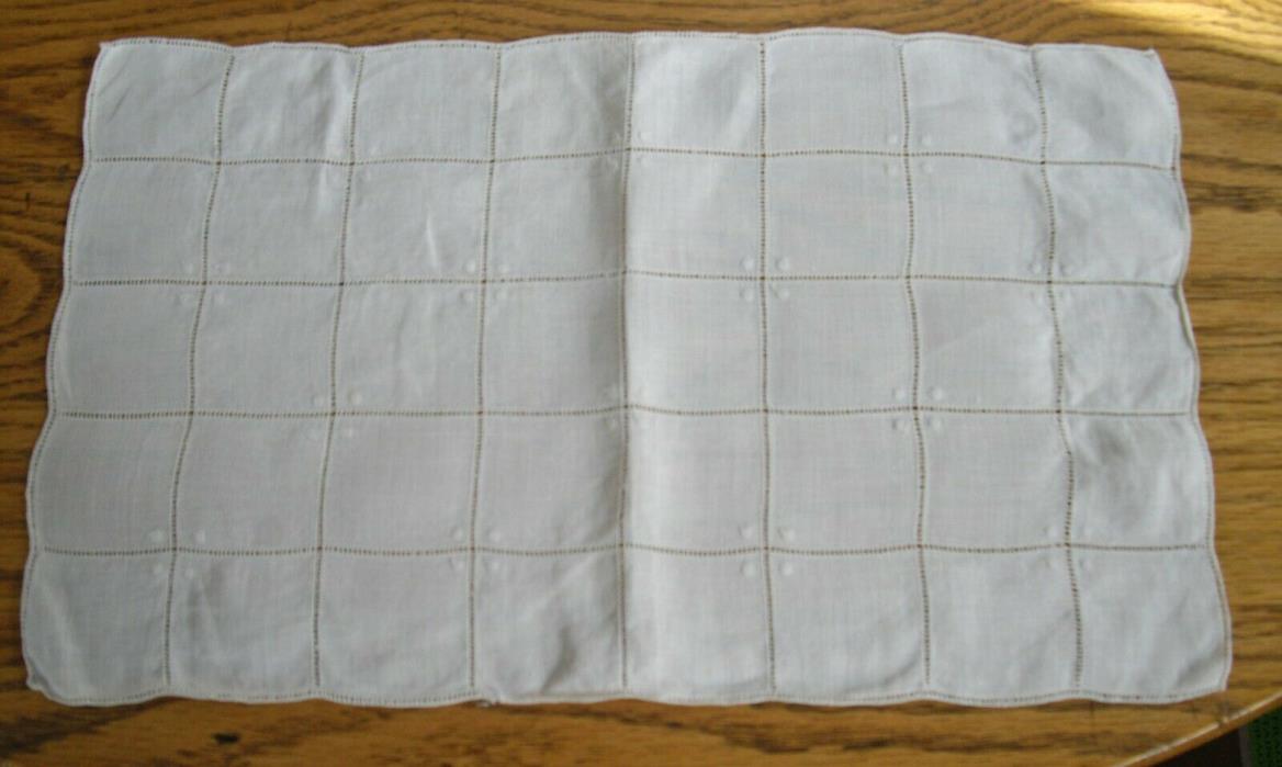 Vintage White Small Swiss Dot Table Scarf ~ 10