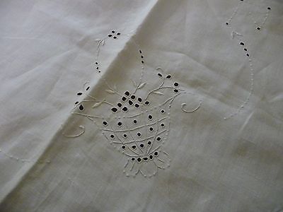 vtg BRIDGE / FOLDING  CARD tablecloth white cut embroiderd   35 x35