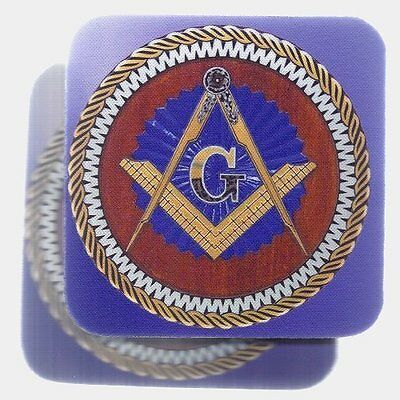 MASONIC MASON SYMBOL Rubber Backed Coasters #1054