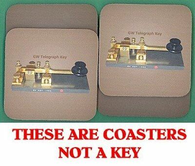 GW MORSE CODE KEY Rubber Backed Coasters #0538