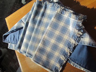 (4) Blue plaid napkins & matching bread basket liner, never used, terrific gift!