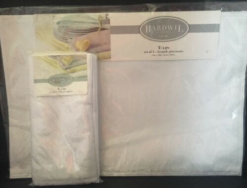 Napkins & Placemats BARDWIL LINENS Tulips White Damask Set Of 4 Each New