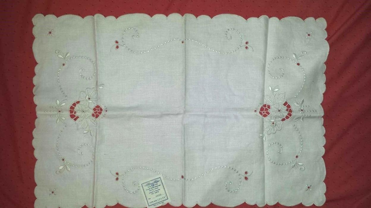 Sleater Linens Doily, Placemat, Cut-work Embroidery, Made in Portugal, NWT