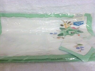 Set of 8 Hand Embroidered Floral Design Placemats & Matching Napkins