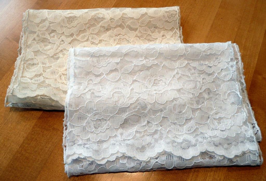 Pair Vintage LACE Table Runners Dresser Scarves 9x54