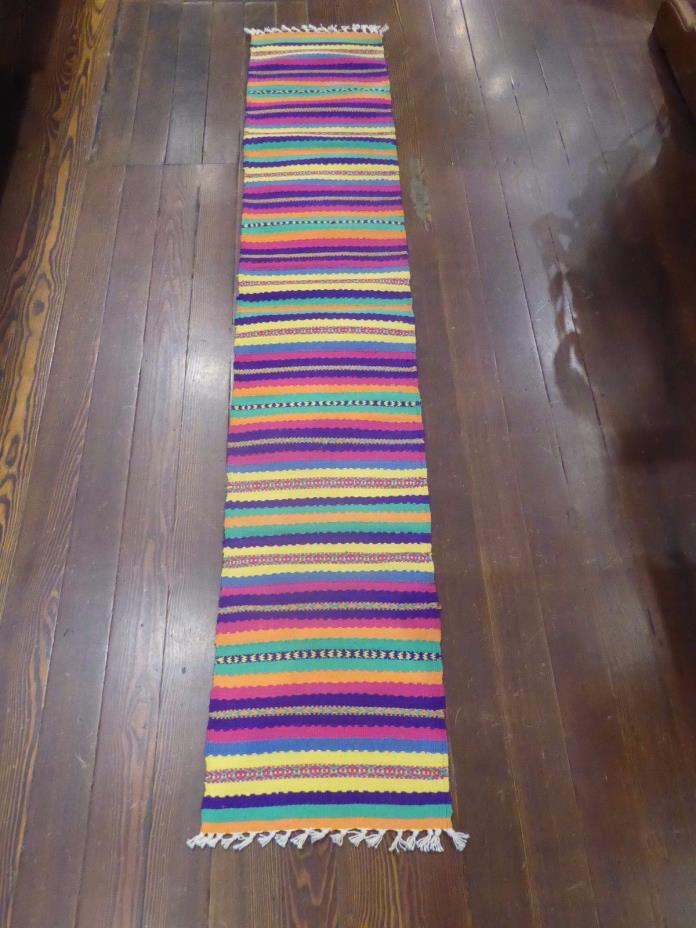 Bright Vintage Runner Weaving Scandinavian (?) Cotton 1940s