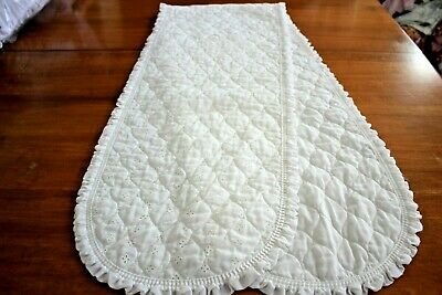 Vintage Estate Pure White Eyelet Quilted Table Runner 14 X 72
