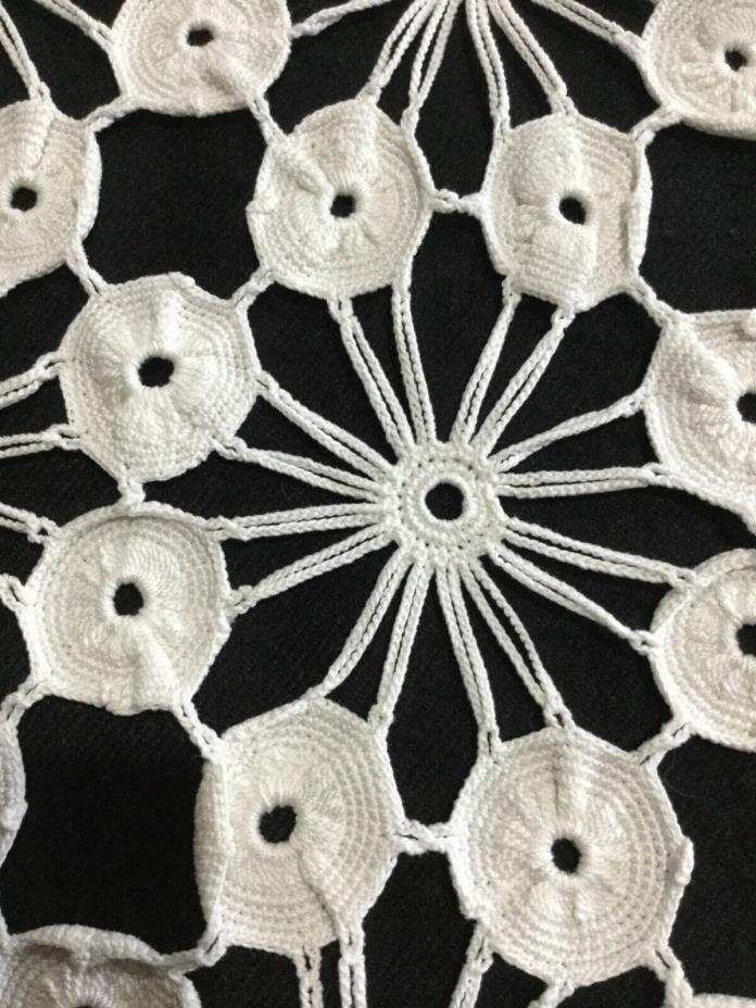 2 Vintage Crocheted Bureau Scarves Yo Yo Style  Off white