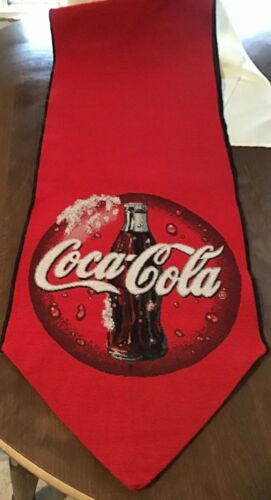 Coca Cola Collectible Fabric Tapestry Long Red Table Runner 70” x 13