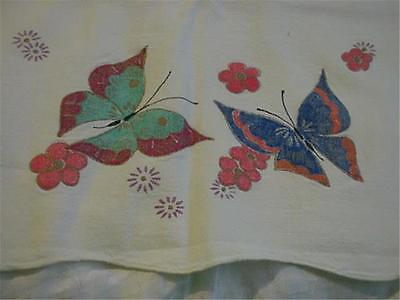 Unique Hand Painted Vintage Cotton Runner- This Would be Amazing if Embroidered!