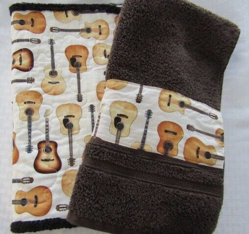 Handmade Acoustic Guitar Table Runner and Guest Bath or Kitchen Towel