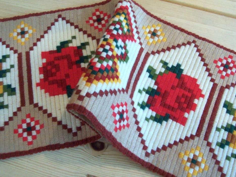 NEW UNUSUAL COLORFUL NORWEGIAN HAND EMBROIDERED TABLE RUNNER NORWAY Scandinavia