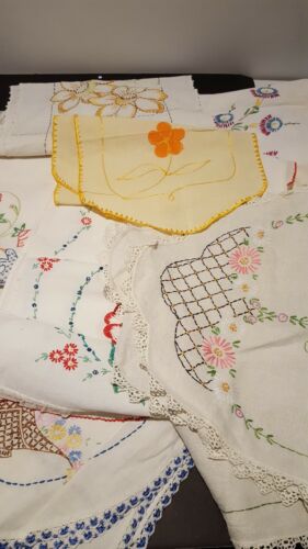 Vintage Hand Embroidered Table Runners lot of 10