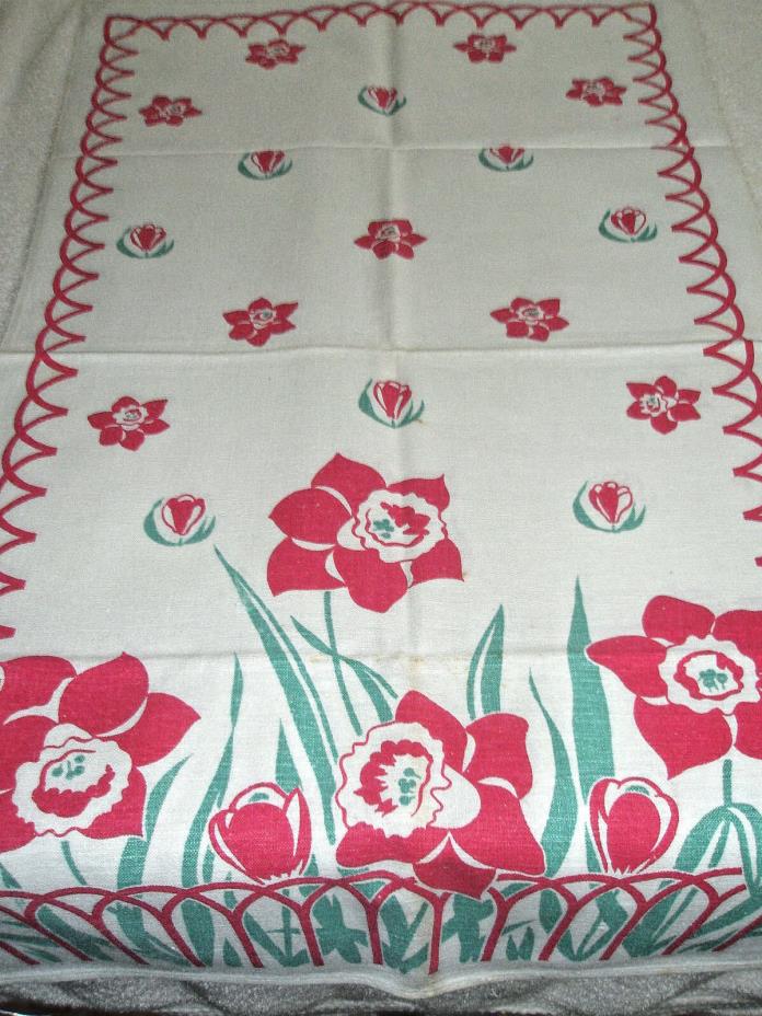 Set 2 Vintage SPRINGS Linen Tea Towels 30 x 18