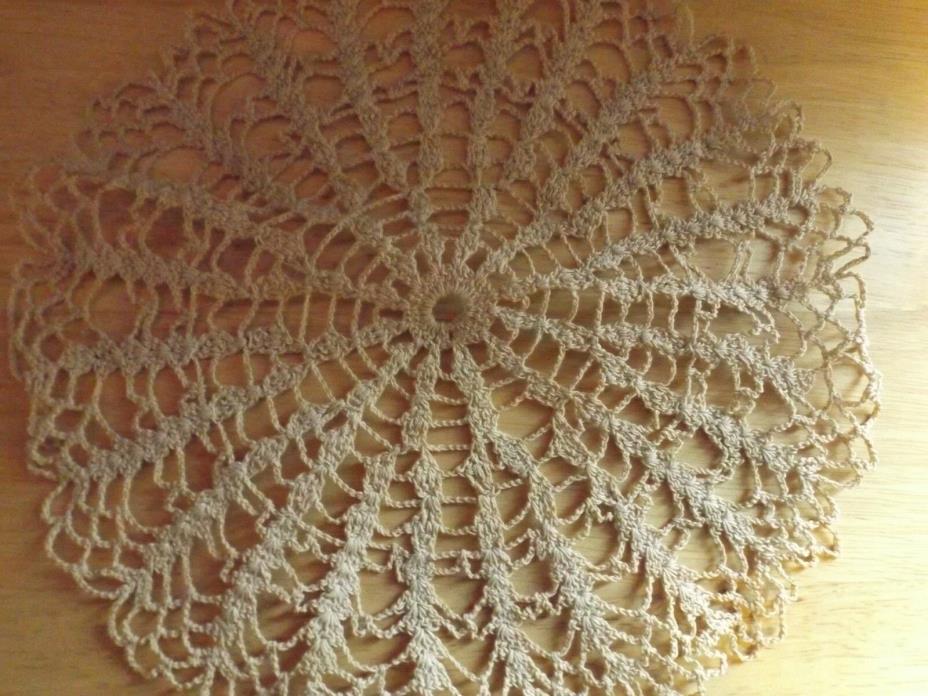 Vtg Round Beige Off White Starched Crocheted Crochet Doily 12