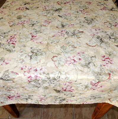 Linens Tablecloth Fabric Cotton Leaves Berry 56 X 82 Banana Yellow