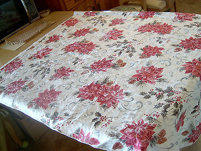 Poinsettia Table Cloth 80 x 57 Linen? Cotton?