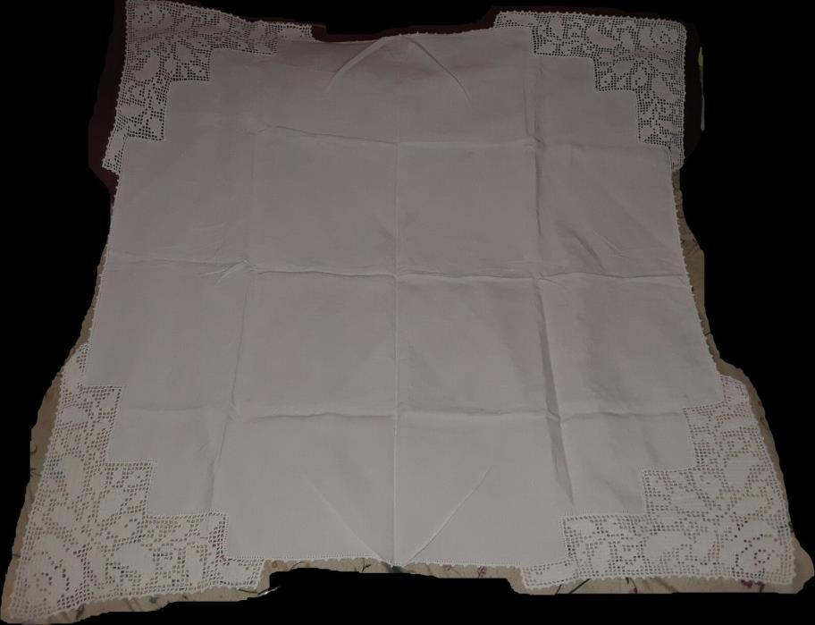Vintage Collectible White Square Table Cloth Lace 35
