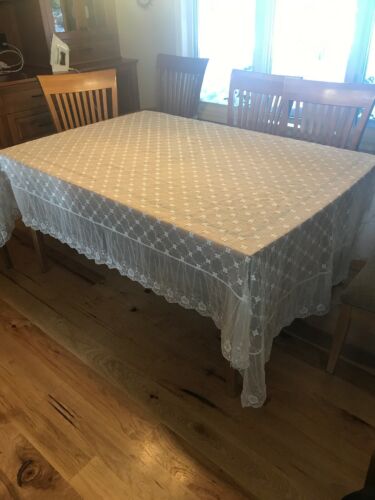 Ivory sheer tablecloth, vintage, 70 x 100 inches, very good condition, rectangle