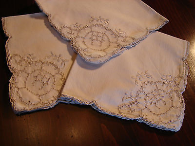 12 cotton towels embroidered ecru