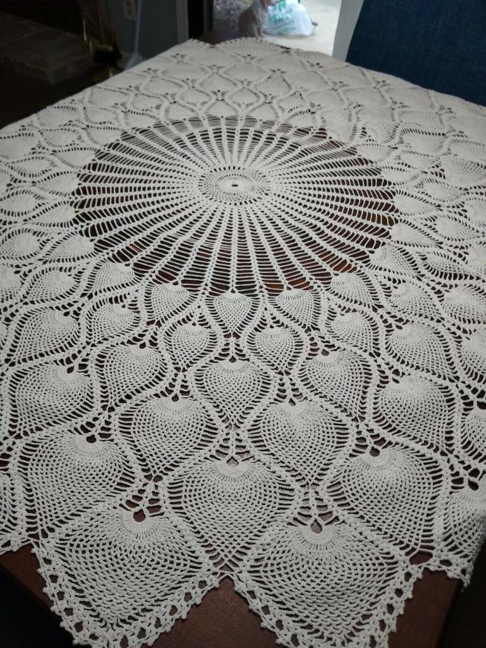 LARGE Vintage Crochet Lace Tablecloth 60