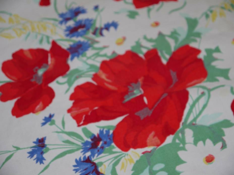 Vintage Wilendur Heavy Cotton Poppy Flowers Print 54